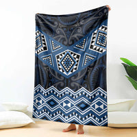 New Zealand Aotearoa Blanket Blue Taniko Art Maori Pattern LT05 - Polynesian Pride