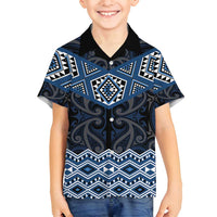 New Zealand Aotearoa Family Matching Long Sleeve Bodycon Dress and Hawaiian Shirt Blue Taniko Art Maori Pattern