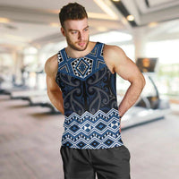 New Zealand Aotearoa Men Tank Top Blue Taniko Art Maori Pattern LT05 Blue - Polynesian Pride