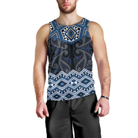 New Zealand Aotearoa Men Tank Top Blue Taniko Art Maori Pattern LT05 - Polynesian Pride
