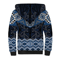 New Zealand Aotearoa Sherpa Hoodie Blue Taniko Art Maori Pattern LT05 - Polynesian Pride