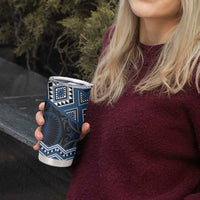 New Zealand Aotearoa Tumbler Cup Blue Taniko Art Maori Pattern LT05 - Polynesian Pride