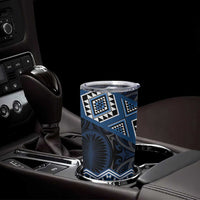New Zealand Aotearoa Tumbler Cup Blue Taniko Art Maori Pattern LT05 - Polynesian Pride