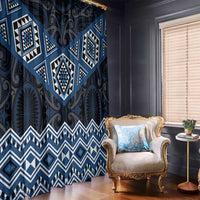 New Zealand Aotearoa Window Curtain Blue Taniko Art Maori Pattern LT05 - Polynesian Pride