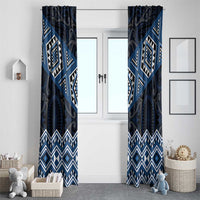 New Zealand Aotearoa Window Curtain Blue Taniko Art Maori Pattern LT05 - Polynesian Pride