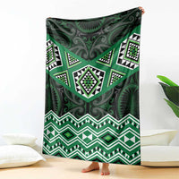New Zealand Aotearoa Blanket Green Taniko Art Maori Pattern LT05 - Polynesian Pride