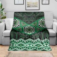 New Zealand Aotearoa Blanket Green Taniko Art Maori Pattern LT05 - Polynesian Pride
