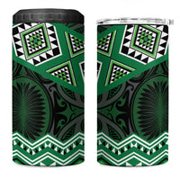 New Zealand Aotearoa 4 in 1 Can Cooler Tumbler Green Taniko Art Maori Pattern LT05 One Size: 16 oz Green - Polynesian Pride