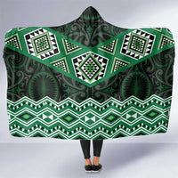New Zealand Aotearoa Hooded Blanket Green Taniko Art Maori Pattern LT05 One Size Green - Polynesian Pride
