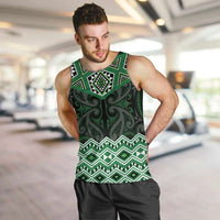 New Zealand Aotearoa Men Tank Top Green Taniko Art Maori Pattern LT05 Green - Polynesian Pride