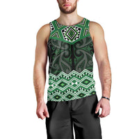 New Zealand Aotearoa Men Tank Top Green Taniko Art Maori Pattern LT05 - Polynesian Pride
