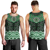 New Zealand Aotearoa Men Tank Top Green Taniko Art Maori Pattern LT05 - Polynesian Pride