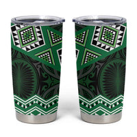New Zealand Aotearoa Tumbler Cup Green Taniko Art Maori Pattern LT05 Green - Polynesian Pride