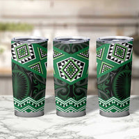 New Zealand Aotearoa Tumbler Cup Green Taniko Art Maori Pattern LT05 - Polynesian Pride