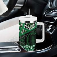 New Zealand Aotearoa Tumbler With Handle Green Taniko Art Maori Pattern LT05 - Polynesian Pride
