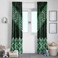 New Zealand Aotearoa Window Curtain Green Taniko Art Maori Pattern LT05 - Polynesian Pride
