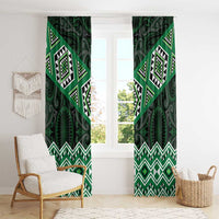 New Zealand Aotearoa Window Curtain Green Taniko Art Maori Pattern LT05 - Polynesian Pride