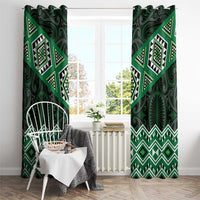 New Zealand Aotearoa Window Curtain Green Taniko Art Maori Pattern LT05 - Polynesian Pride