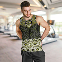 New Zealand Aotearoa Men Tank Top Yellow Taniko Art Maori Pattern LT05 Yellow - Polynesian Pride