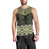 New Zealand Aotearoa Men Tank Top Yellow Taniko Art Maori Pattern LT05 - Polynesian Pride