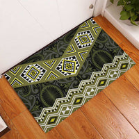 New Zealand Aotearoa Rubber Doormat Yellow Taniko Art Maori Pattern LT05 - Polynesian Pride