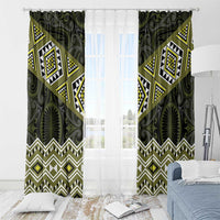 New Zealand Aotearoa Window Curtain Yellow Taniko Art Maori Pattern LT05 - Polynesian Pride