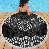 New Zealand Aotearoa Beach Blanket Black Taniko Art Maori Pattern LT05 - Polynesian Pride
