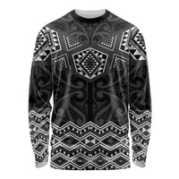 New Zealand Aotearoa Long Sleeve Shirt Black Taniko Art Maori Pattern LT05 Unisex Black - Polynesian Pride