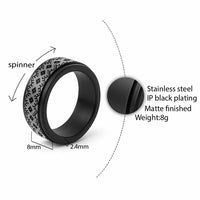 New Zealand Aotearoa Spinner Ring Black Taniko Art Maori Pattern LT05 - Polynesian Pride