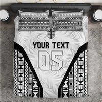 Custom Fiji 2026 Rugby Bedding Set Fijian Tapa Pattern LT05 White - Polynesian Pride