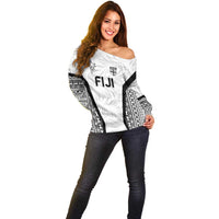 Custom Fiji 2026 Rugby Off Shoulder Sweater Fijian Tapa Pattern LT05 - Polynesian Pride