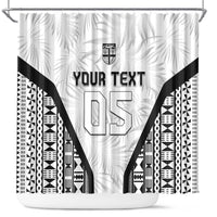 Custom Fiji 2026 Rugby Shower Curtain Fijian Tapa Pattern LT05 White - Polynesian Pride