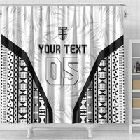 Custom Fiji 2026 Rugby Shower Curtain Fijian Tapa Pattern LT05 - Polynesian Pride