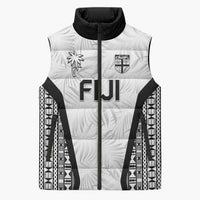 Custom Fiji 2026 Rugby Sleeveless Puffer Jacket Fijian Tapa Pattern LT05 Unisex White - Polynesian Pride