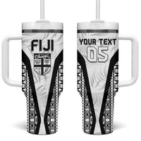Custom Fiji 2026 Rugby Tumbler With Handle Fijian Tapa Pattern LT05 One Size: 40 oz White - Polynesian Pride