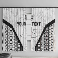 Custom Fiji 2026 Rugby Window Curtain Fijian Tapa Pattern LT05 With Hooks White - Polynesian Pride