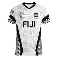 Custom Fiji 2026 Rugby Women V-Neck T-Shirt Fijian Tapa Pattern