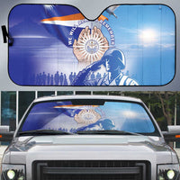 Marshall Islands Remembrance Day Auto Sun Shade We Will Always Remember LT05 Blue - Polynesian Pride