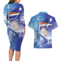 Personalised Marshall Islands Remembrance Day Couples Matching Long Sleeve Bodycon Dress and Hawaiian Shirt We Will Always Remember LT05 - Polynesian Pride