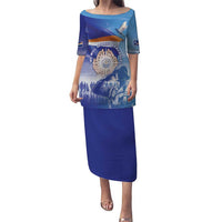 Personalised Marshall Islands Remembrance Day Family Matching Puletasi and Hawaiian Shirt We Will Always Remember LT05 Mom's Dress Blue - Polynesian Pride