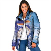 Personalised Marshall Islands Remembrance Day Padded Jacket We Will Always Remember LT05 Women Blue - Polynesian Pride