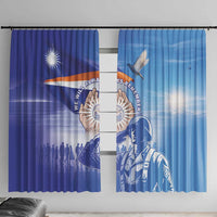 Marshall Islands Remembrance Day Window Curtain We Will Always Remember LT05 With Hooks Blue - Polynesian Pride