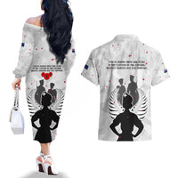 New Zealand ANZAC Day Couples Matching Off The Shoulder Long Sleeve Dress and Hawaiian Shirt For The Nurse Lest We Forget LT05 - Polynesian Pride