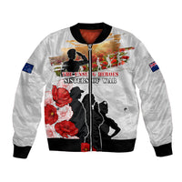 New Zealand ANZAC Day Bomber Jacket The Unsung Heroes Sisters of War LT05 Unisex White - Polynesian Pride