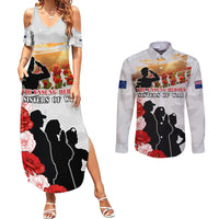 New Zealand ANZAC Day Couples Matching Summer Maxi Dress and Long Sleeve Button Shirt The Unsung Heroes Sisters of War LT05 White - Polynesian Pride