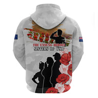 New Zealand ANZAC Day Zip Hoodie The Unsung Heroes Sisters of War LT05 - Polynesian Pride