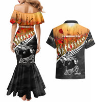 New Zealand ANZAC Rugby Couples Matching Mermaid Dress and Hawaiian Shirt Soldier Fern With Kiwi Bird LT05 - Polynesian Pride