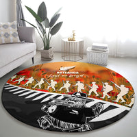 New Zealand ANZAC Rugby Round Carpet Soldier Fern With Kiwi Bird