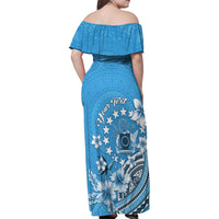 Personalised Penrhyn Gospel Day Family Matching Off Shoulder Maxi Dress and Hawaiian Shirt Cook Islands Tribal Pattern