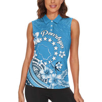 Personalised Penrhyn Gospel Day Women Sleeveless Polo Shirt Cook Islands Tribal Pattern